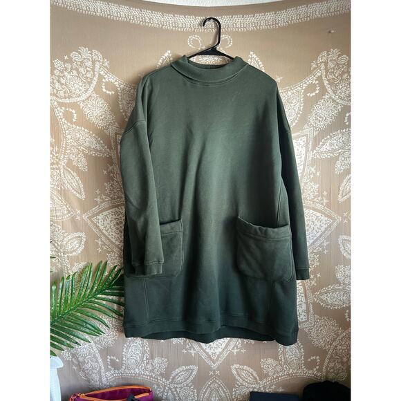 Tuckernuck Pomander Place Forest Green Porter Sweatshirt Dress Fleece Medium - Picture 2 of 8
